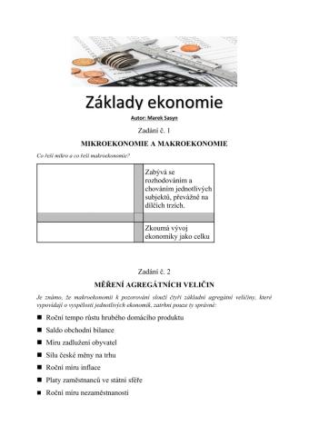 Pracovní list: ekonomie