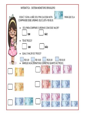 Matemática - sistema monetário brasileiro - notas