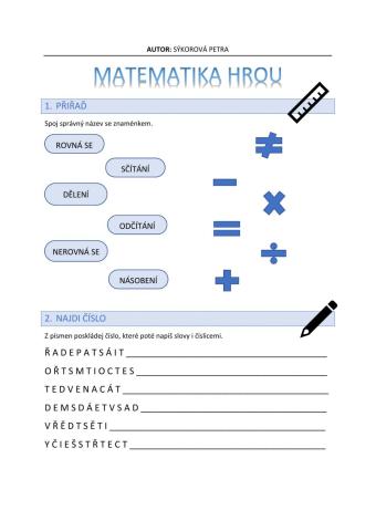 Pracovní list - Matematika hrou