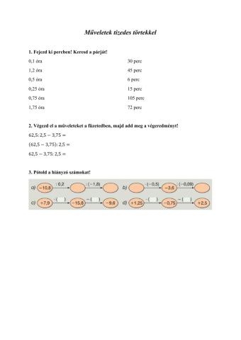 Műveletek tizedes törtekkel 2.