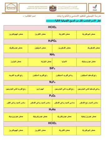 كتابة الصيغ الكيميائية-2