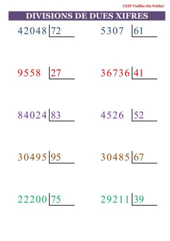 Divisions amb dues xifres