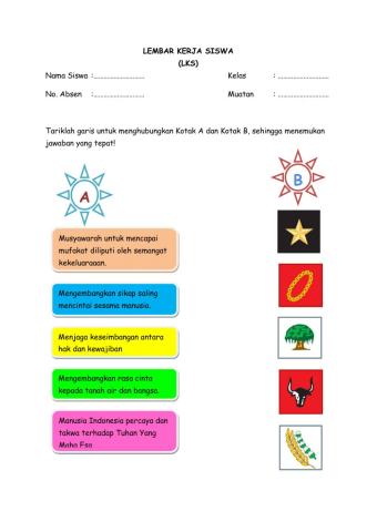 Menjodohkan butir pancasila dengan lambang sila