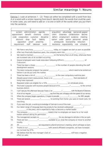 Similar Meanings- NOUNS 1 - Business Vocabulary