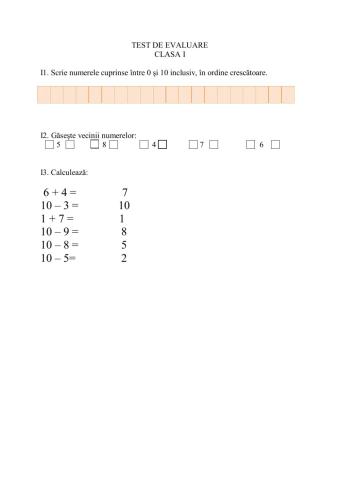 test matematică