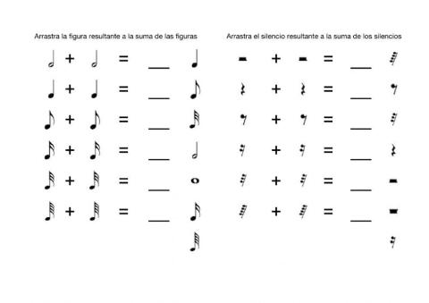 Suma figuras y silencios musicales