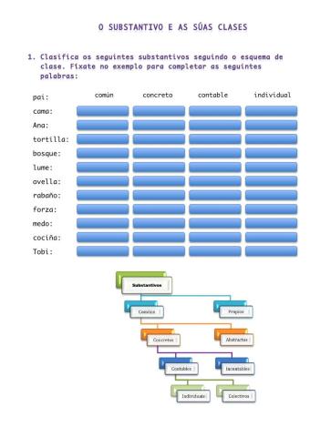 O substantivo e as súas clases