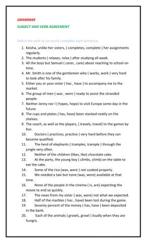 Subject and verb agreement