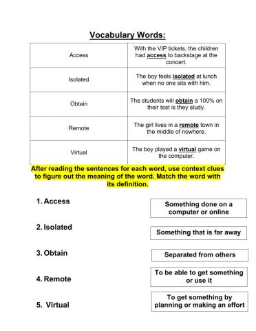 Grade 4 Context clues 10-12