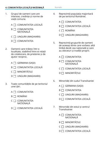 Comunitatea locală și națională.