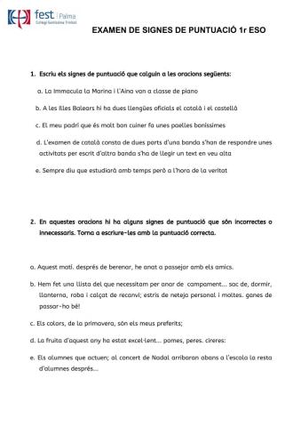 Examen signes de puntuació