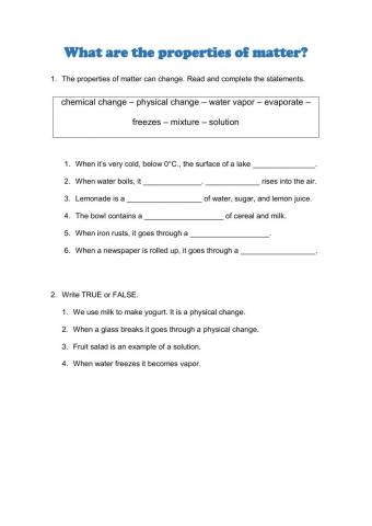 Properties of matter