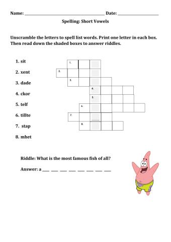 Short vowels-spelling 2