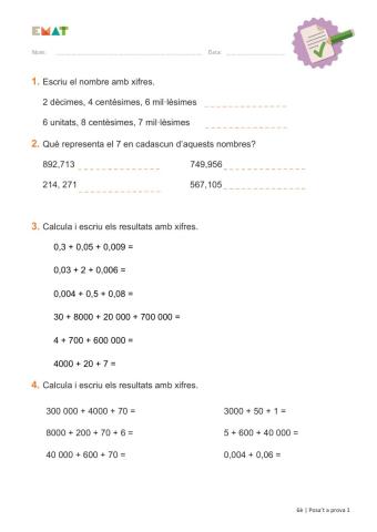 Posat a prova 1. 6è - (1-6)