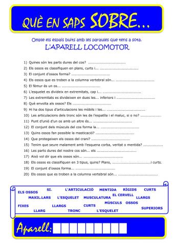 Que saps sobre... Aparell Locomotor-Preguntes