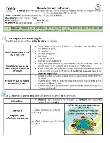 Guía de Estudios Sociales 9 Octubre