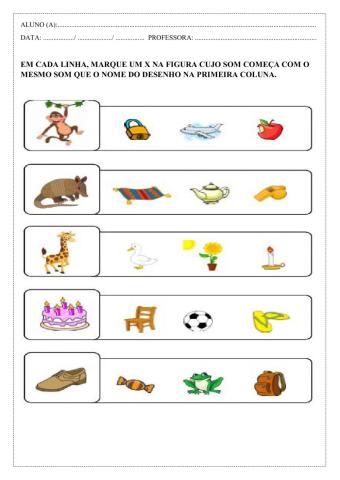 Atividade de múltipla escolha com sílabas