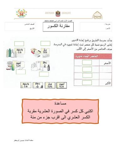 مقارنة الكسور