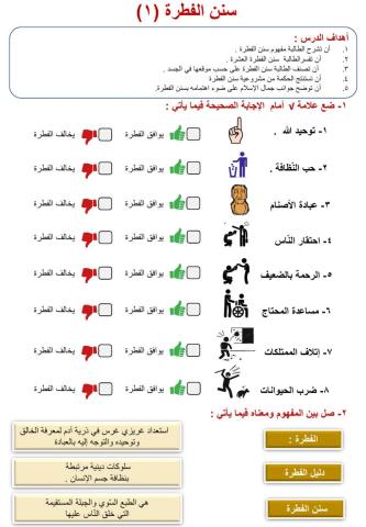 ورقة عمل لدرس سنن الفطرة (1)ـ