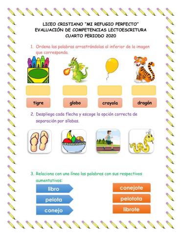 Evaluación final de Lectoescritura - Transición