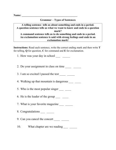 Types of Sentences