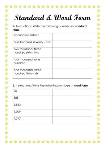 Standard and Word Form