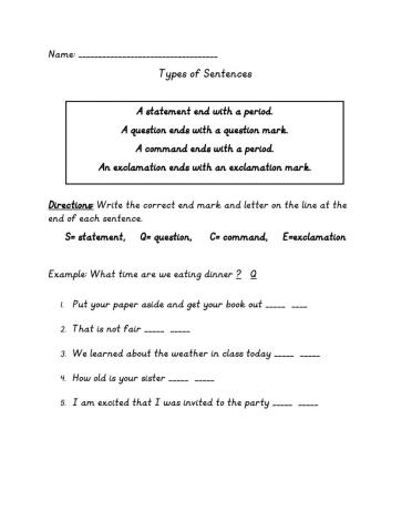 Types of Sentences