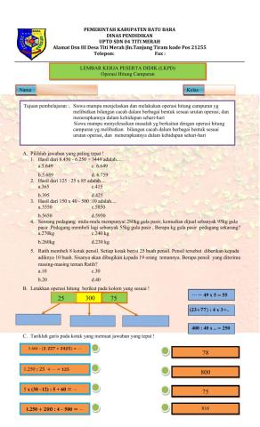 LKPD MUATAN MATEMATIKA KELAS 6