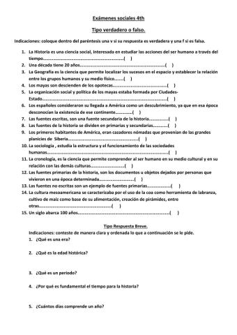 Examen 4th grade