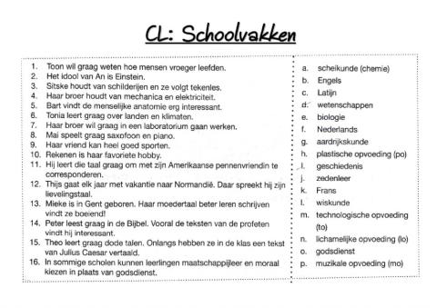 CL: Schoolvakken