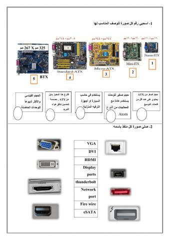 المنافذ واللوحة الحاضنة