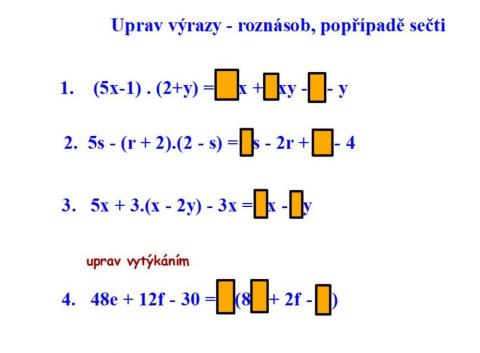 Upravy výrazů - násobení