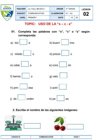 Ortografía (S, C,Z)