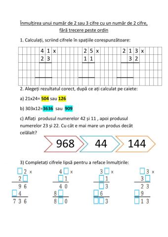 Inmultirea numerelor ZU-SZU cu ZU