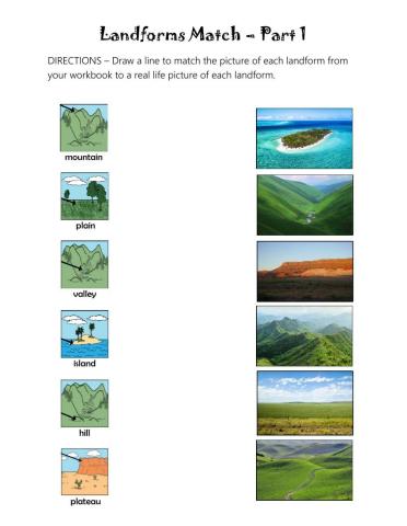 Landforms Match - Part 1