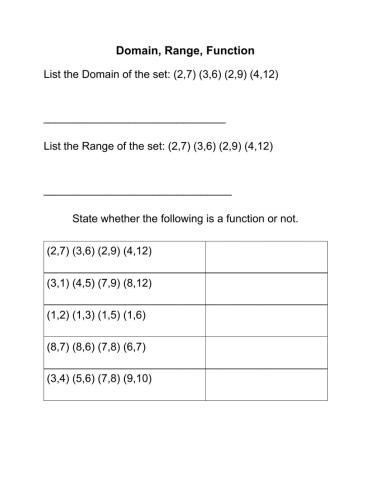 Domain, Range, Functions