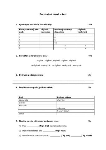 Podstatné mená - test