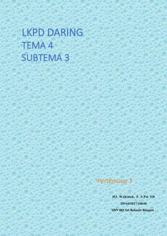 LKPD Tema 4 Subtema 3 Pembelajaran 1