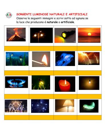 La luce: sorgenti luminose  naturali e artificiali