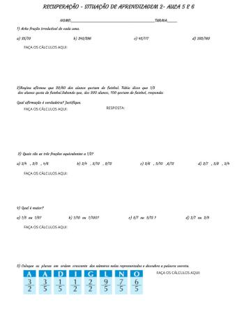 Frações equivalentes e comparação de frações