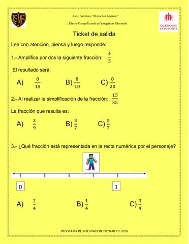 Ticket de salida fracciones