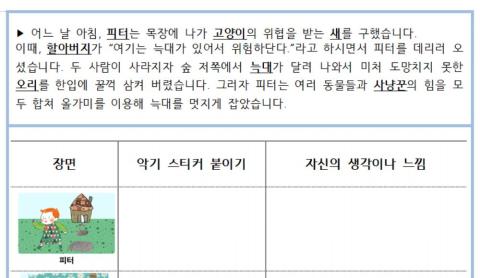 피터와 늑대 음악 예시