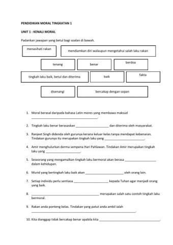 Unit 1 : kenali moral