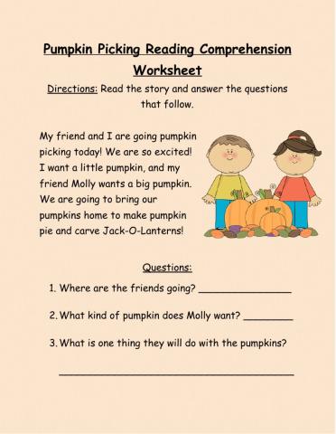 Pumpkin Picking Reading Comprehension