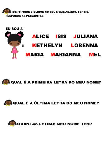 Identidade, nome - Meninas EI 42