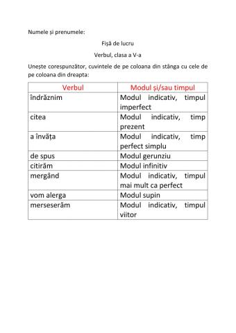 Verbul, moduri, timpuri