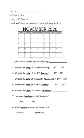 Using a Calendar