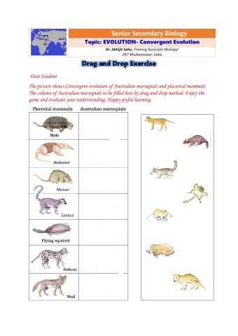 Senior Secondary Biology: EVOLUTION- Convergent Evolution