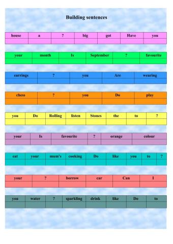 Building sentences (questions)