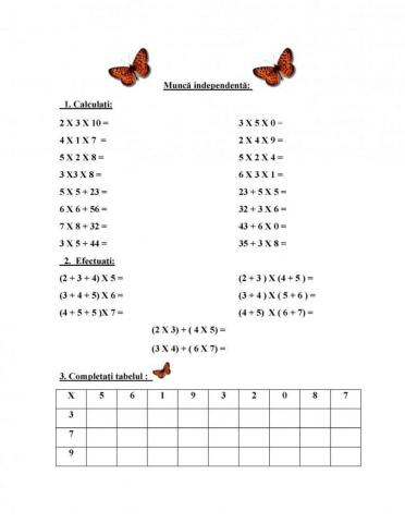 Fișă matematică